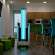 A robot disinfects a room with ultraviolet light (UV-C) in Madrigalejo del Monte, near Burgos, Spain on May 12, 2020.